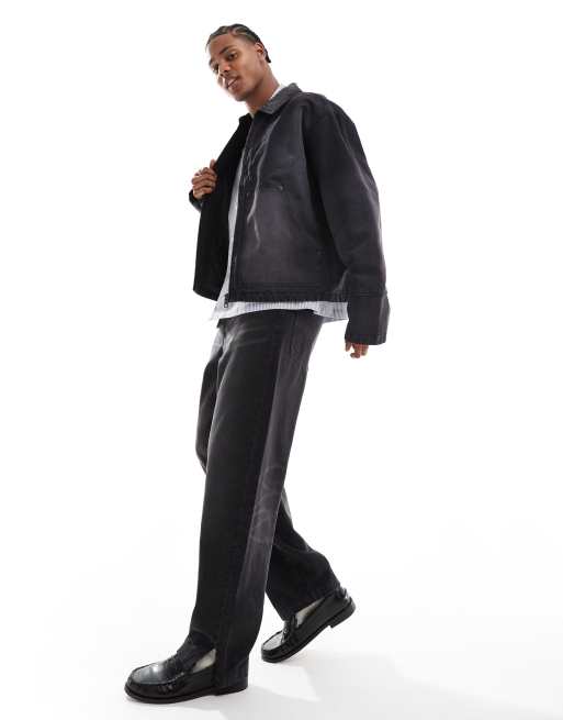 Chaqueta negro lavado holgada con bolsillos delanteros Alvaro de Weekday