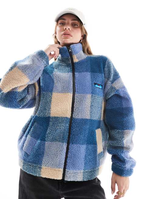 Chaqueta polar a cuadros azules con cremallera Loven de Kavu , 4 de 4