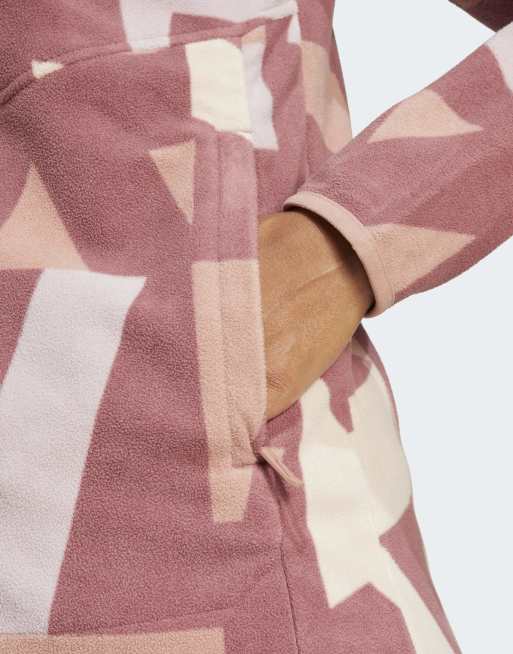 Chaqueta polar beis maravilla y burdeos con cremallera y diseño estampado Terrex Multi de adidas, 3 de 4