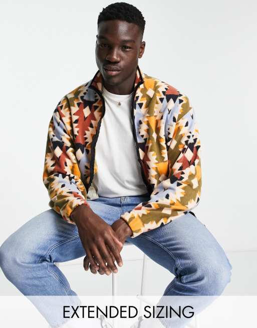 Chaqueta polar extragrande para festivales con estampado integral de ASOS DESIGN