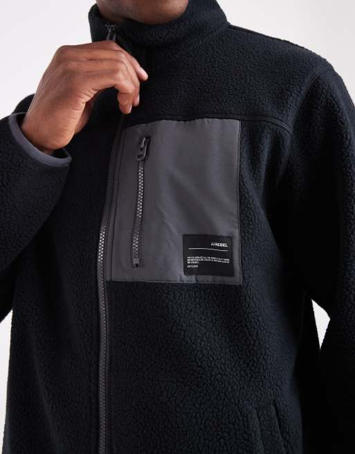 Chaqueta polar negra con cremallera de JJ Rebel, 5 de 5