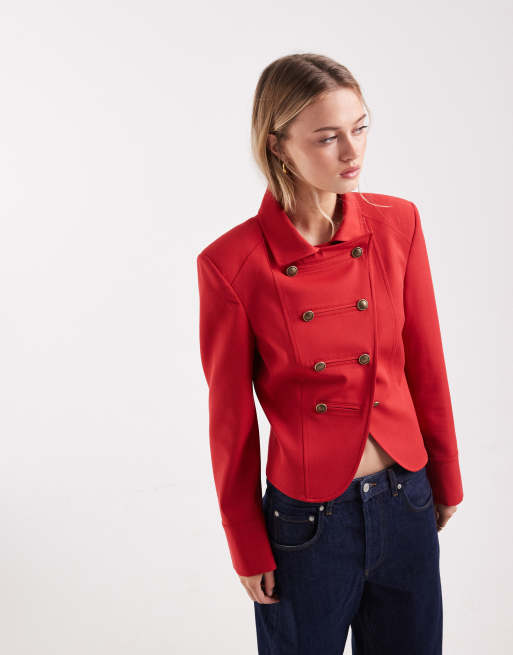 Chaqueta roja estilo baterista con diseño encogido de ASOS DESIGN, 3 de 4
