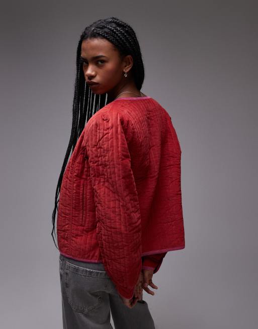 Chaqueta rojo rubí guateada con mangas globo de Free People, 4 de 4
