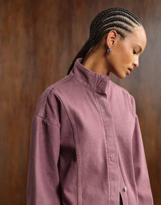 Chaqueta rosa extragrande con cuello alzado de ASOS DESIGN