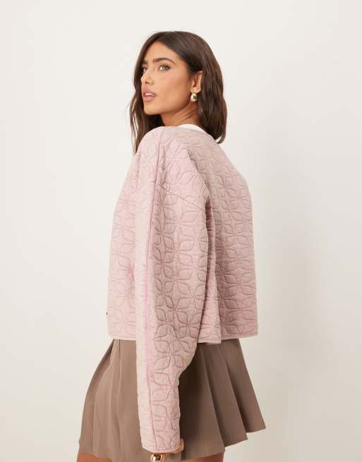 Chaqueta rosa lavado guateada extragrande con mangas cocoon de ASOS DESIGN, 4 de 4