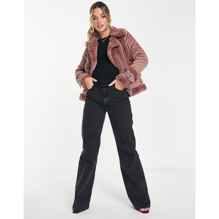 rosa con detalle de cremallera de borreguito piel de Morgan | ASOS