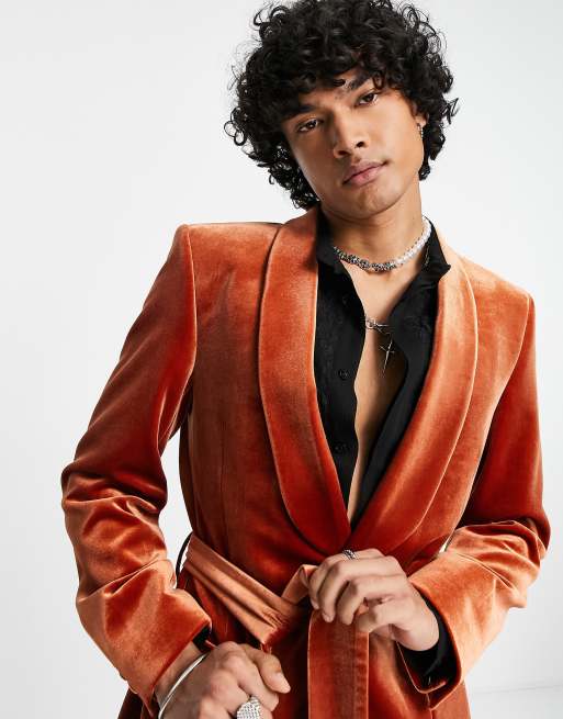 Chaqueta smoking naranja oscuro de corte muy entallado de ASOS DESIGN