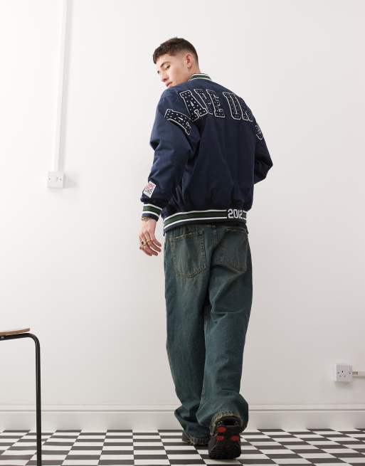 Chaqueta universitaria azul marino con logo de AAPE BY A BATHING APE®, 3 de 4