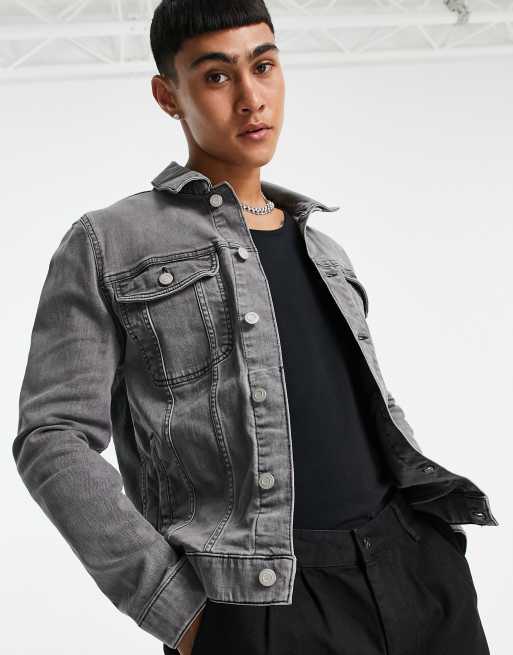 lector responsabilidad encima Chaqueta vaquera ajustada en gris de ASOS DESIGN | ASOS