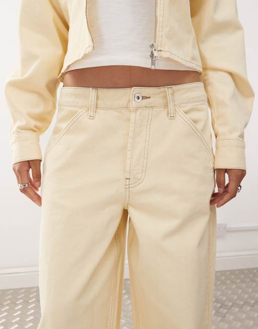 Chaqueta vaquera amarillo pastel entallada con trabilla regulable con hebilla en la espalda de COLLUSION , 5 de 5