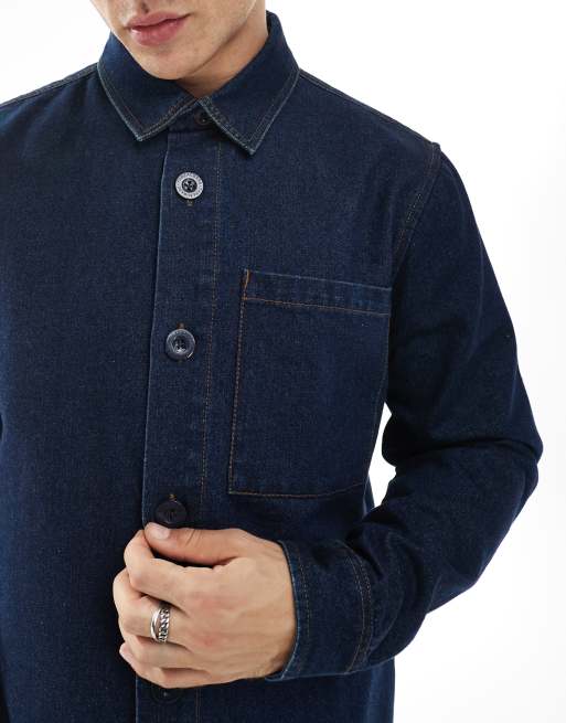 Chaqueta vaquera azul añil lavado estilo camisa de Threadbare, 2 de 4