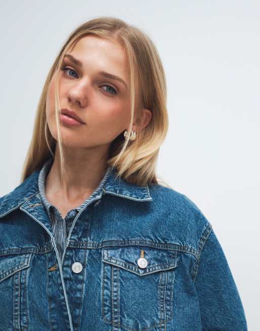 Chaqueta vaquera azul envejecido extragrande de estilo años 90 de ASOS DESIGN, 3 de 7