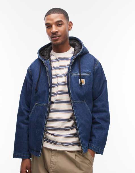 Chaqueta vaquera azul extragrande con capucha, lavado a la piedra y forro guateado Cleveland de Carhartt WIP - view 1