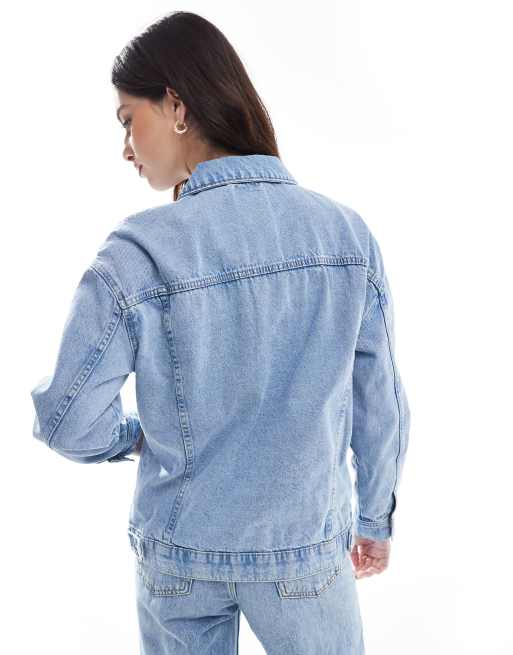 Chaqueta vaquera azul extragrande con lavado ácido de ONLY, 2 de 4