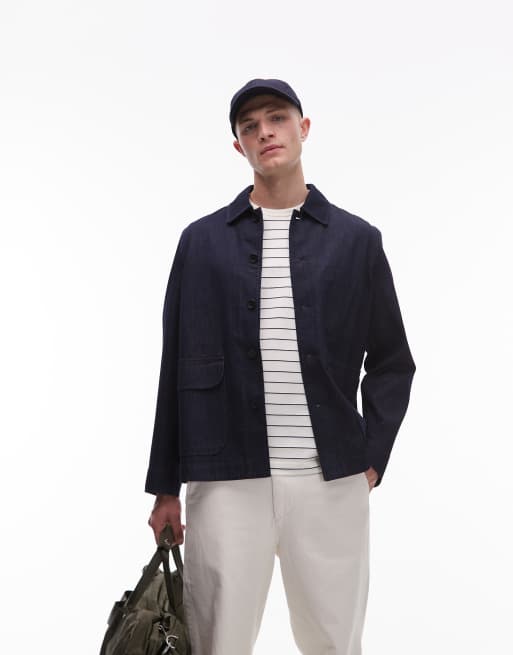 Chaqueta vaquera azul holgada minimalista con lavado oscuro depurado de ARKET