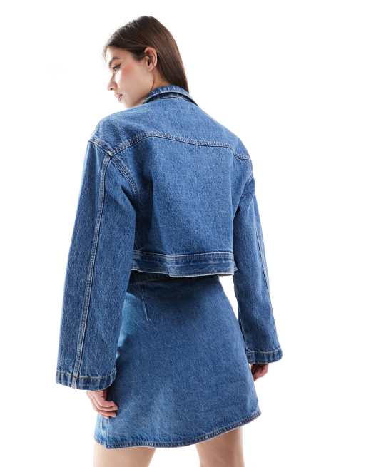 Chaqueta vaquera azul medio lavado estilo worker de ASOS DESIGN, 4 de 4