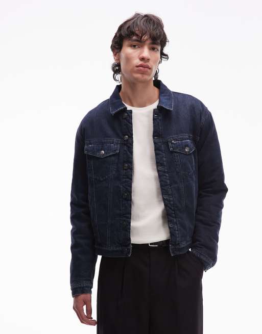 Chaqueta vaquera azul negruzco lavado con forro de tejido tipo peluche de Tommy Jeans