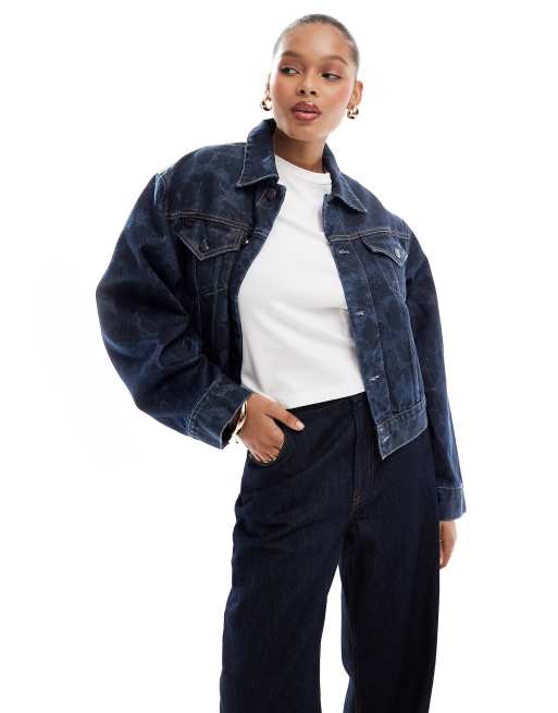 Chaqueta vaquera azul oscuro con estampado de camuflaje Orell de Carhartt WIP