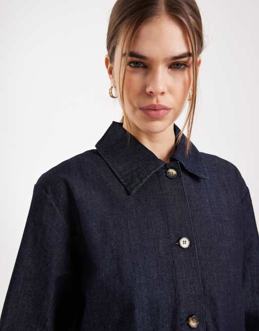 Chaqueta vaquera azul oscuro de corte cuadrado con detalle de bolsillo de ONLY, 3 de 4
