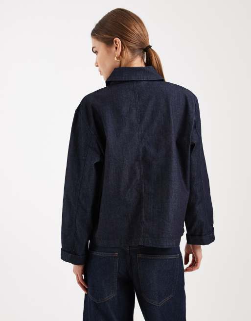 Chaqueta vaquera azul oscuro de corte cuadrado con detalle de bolsillo de ONLY, 4 de 4