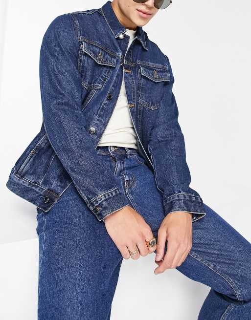 Chaqueta vaquera azul oscuro de corte slim de DTT , 2 de 4