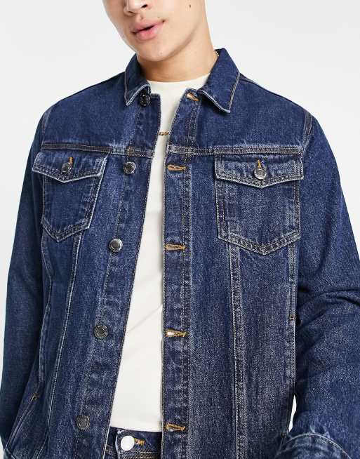 Chaqueta vaquera azul oscuro de corte slim de DTT , 4 de 4