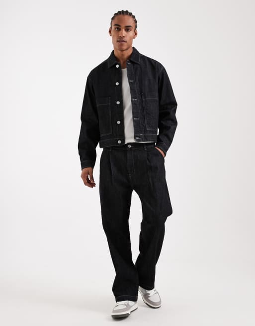 Chaqueta vaquera azul oscuro de estilo worker con lavado crudo de Jack & Jones (parte de un conjunto), 2 de 5