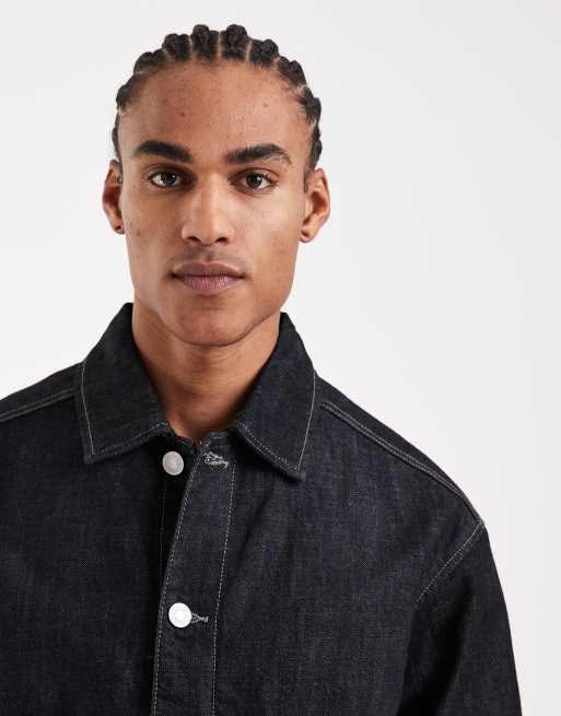 Chaqueta vaquera azul oscuro de estilo worker con lavado crudo de Jack & Jones (parte de un conjunto), 5 de 5