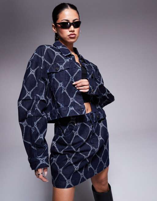 Chaqueta vaquera azul oscuro estampada Gisolia de HUGO Red (parte de un conjunto)