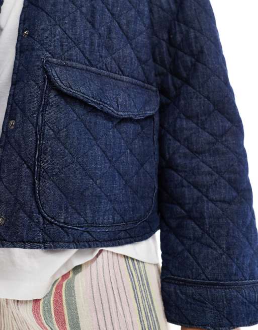 Chaqueta vaquera azul oscuro guateada con detalle de bolsillo delantero de ONLY, 3 de 4