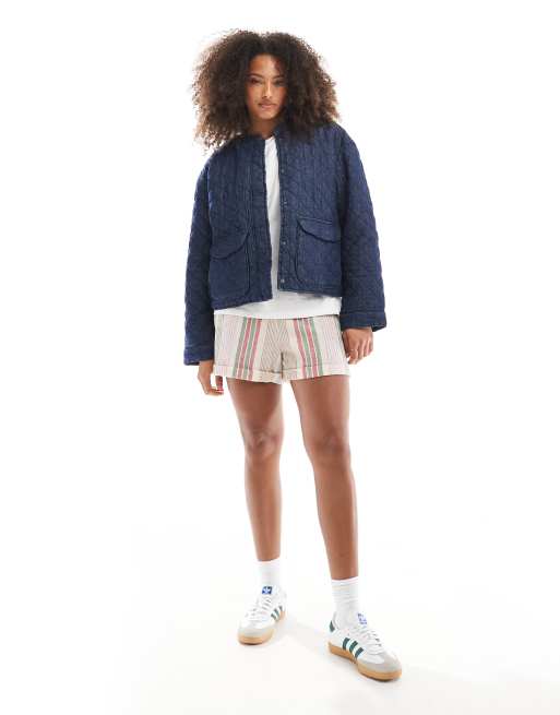 Chaqueta vaquera azul oscuro guateada con detalle de bolsillo delantero de ONLY, 4 de 4