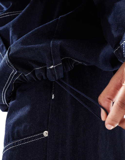Chaqueta vaquera azul oscuro sin cierres con acabado impermeable de ASOS DESIGN (parte de un conjunto), 5 de 5