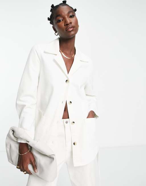 Chaqueta vaquera blanco hueso con lazada en la cintura de mezcla de algodón de & Other Stories - WHITE