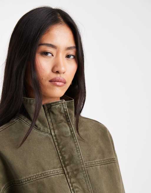 Chaqueta vaquera caqui con cuello alzado de ASOS DESIGN (parte de un conjunto), 3 de 4