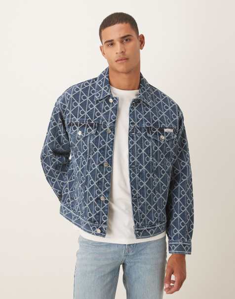 Chaqueta vaquera con lavado azul añil y estampado integral del logo de Calvin Klein Jeans - view 1