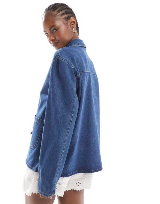 Chaqueta vaquera con lavado medio y lazada delantera de ONLY  , 2 de 4