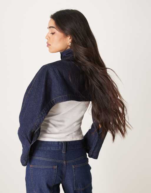 Chaqueta vaquera corta azul añil con cuello alzado de ASOS DESIGN, 3 de 4