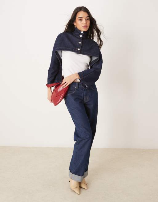 Chaqueta vaquera corta azul añil con cuello alzado de ASOS DESIGN, 4 de 4