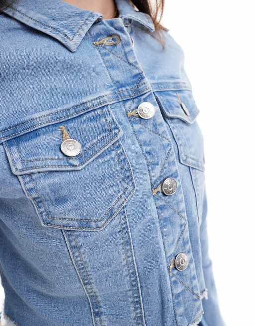 Chaqueta vaquera corta azul con lavado claro de ONLY , 4 de 4