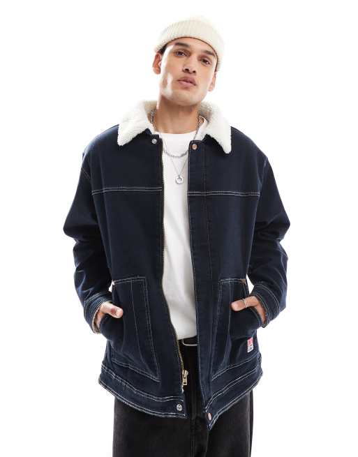 Chaqueta vaquera de estilo worker con lavado oscuro y forro de borreguito estilo sherpa Casey Jones de Wrangler