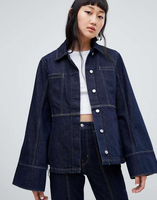 Conjunto de vaqueros Mom y chaqueta de entrenador de denim con costuras de edición limitada de Weekday , 2 de 3
