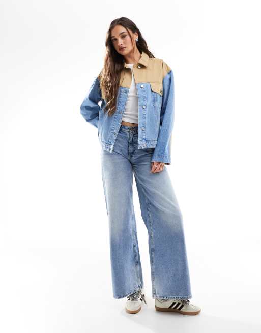 Chaqueta vaquera estilo wéstern híbrida con lavado azul medio de ASOS DESIGN, 2 de 4