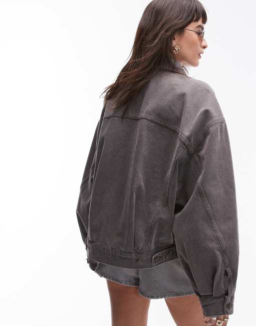 Chaqueta vaquera gris ahumado con mangas globo de Topshop, 3 de 4