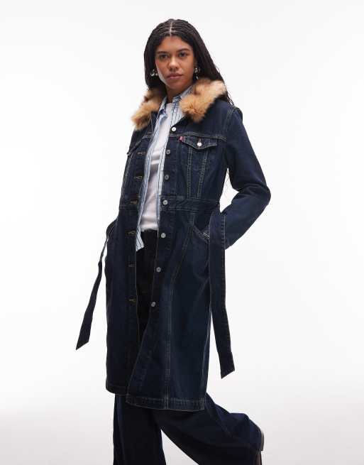 Chaqueta vaquera larga azul añil de estilo camionero de Levi's, 4 de 4