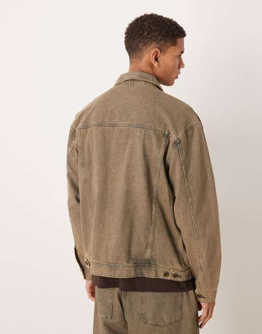 Chaqueta vaquera marrón con lavado ácido de ASOS DESIGN (parte de un conjunto), 3 de 5