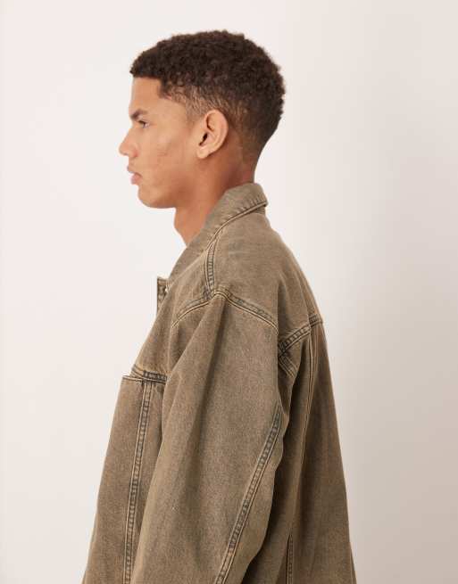 Chaqueta vaquera marrón con lavado ácido de ASOS DESIGN (parte de un conjunto), 4 de 5