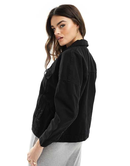 Chaqueta vaquera negra de corte extragrande de Only , 2 de 4
