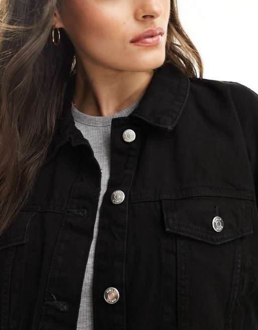 Chaqueta vaquera negra de corte extragrande de Only , 3 de 4