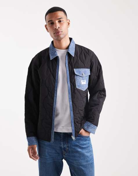 Chaqueta vaquera negra holgada con diseño acolchado y ribetes Ebey de HUGO Blue - view 1