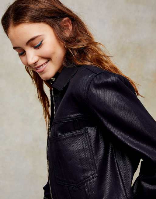 Chaqueta vaquera negra revestida de Topshop, 3 de 4